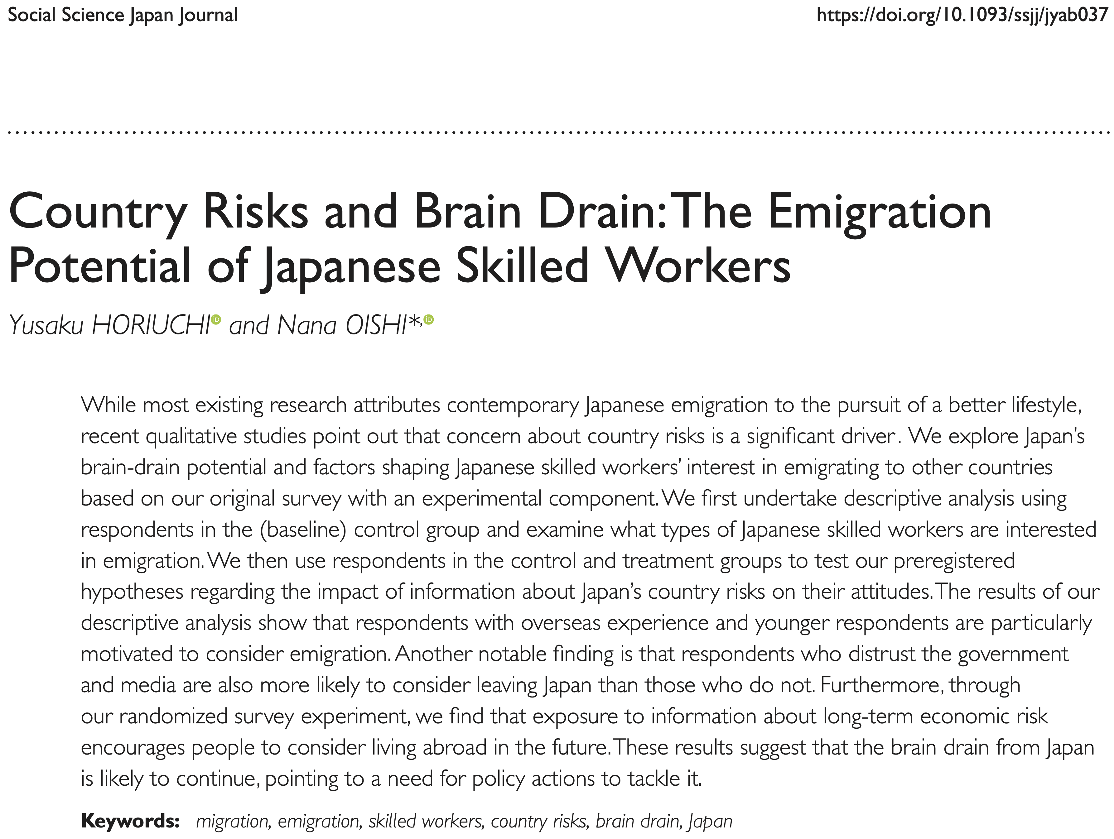 Published in Social Science Japan Journal