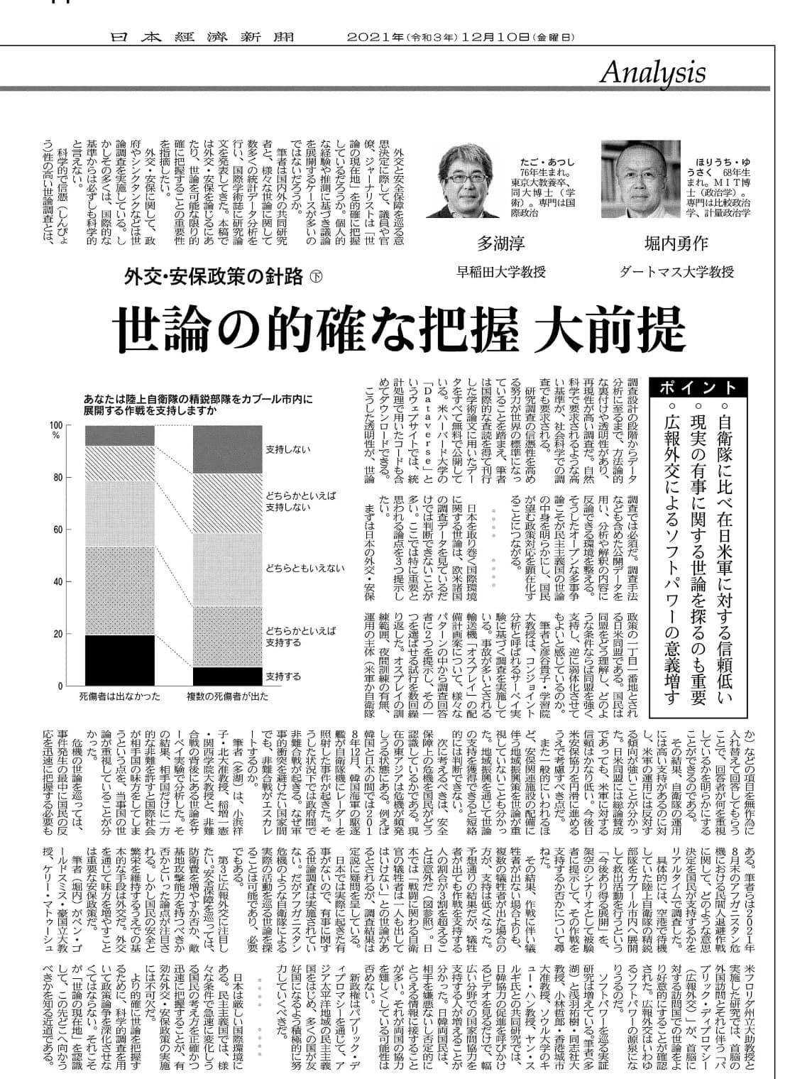 Published an op-ed in Nikkei